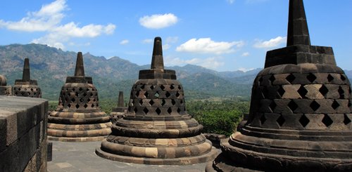 Detail der Tempelanlage Borobudur auf der mystischen Insel Java