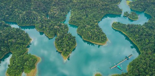 Schwimmendes Rainforest Camp am Cheow Larn Stausee im Khao Sok Nationalpark 
