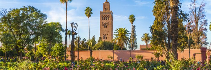 Moschee und Garten Koutoubia in Marrakesch