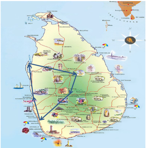 Reiseverlauf Sri Lanka Rundreise und Baden mit Nordostküste