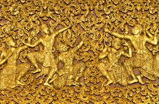 Ramayana Epos Holzschnitt Luang Prabang Laos Ramayana Epos Holzschnitt Luang Prabang Laos