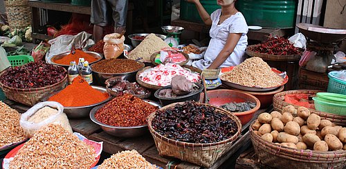Markt in Yangon - Chiliverkauf