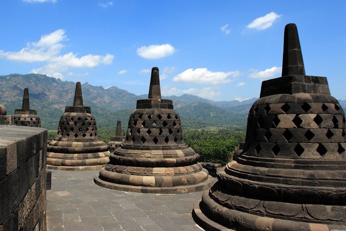 Detail der Tempelanlage Borobudur auf der mystischen Insel Java