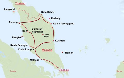 malaiische Halbinsel - Westmalaysia - ab Singapur / bis Kuala Lumpur
