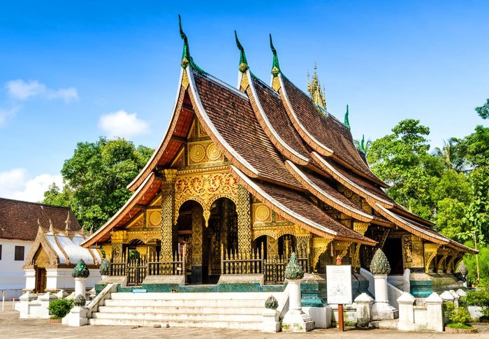 Wat Xieng Thong Luang Prabang Laos typisch für die Tempelarchitektur