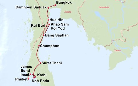 Reise in den paradiesischen Süden Thailands entlang des Golf von Siam