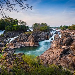 eindrucksvolle Wasserfälle in der Region Champasak Südlaos