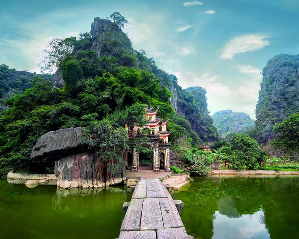 Bich Dong Pagode Ninh Binh Vietnam Trockene Halongbucht